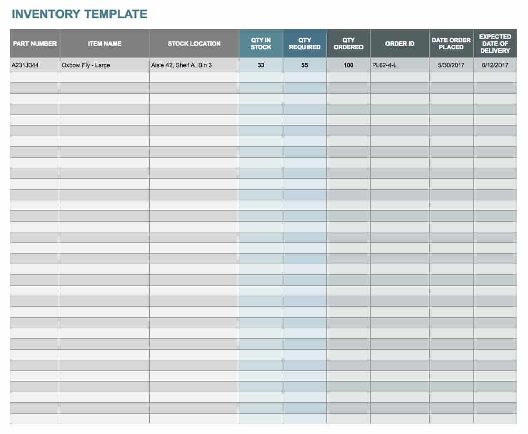 Google Sheet Inventory Template