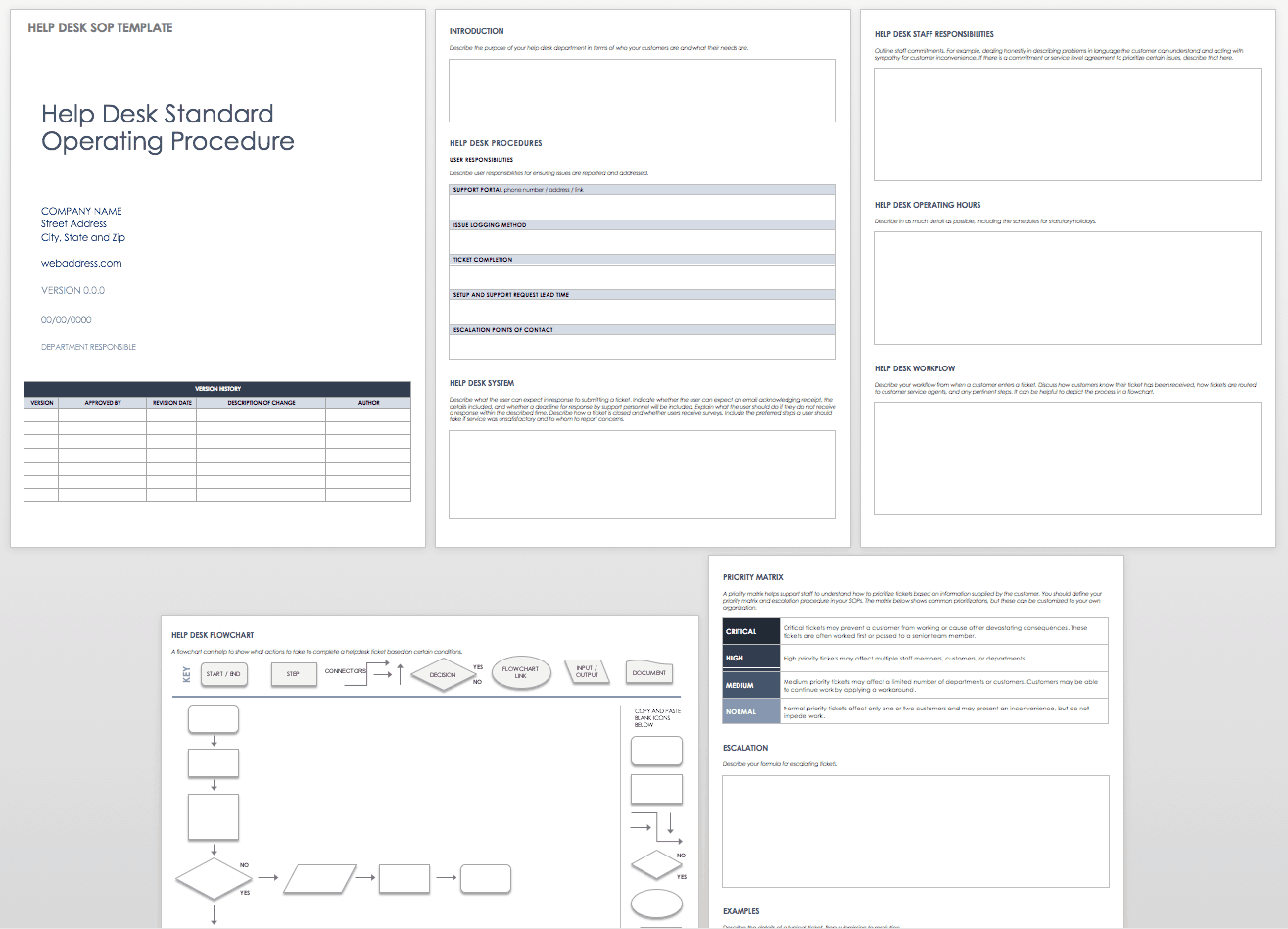 Help Desk Standard Operating Procedure Template