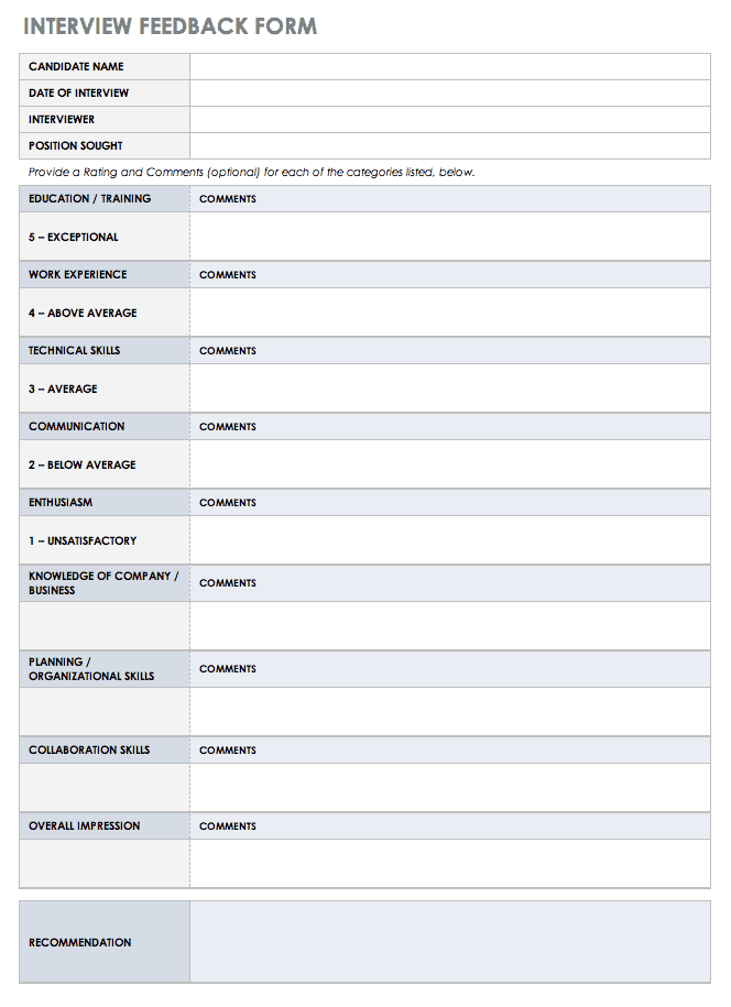 Interview Feedback Form Template