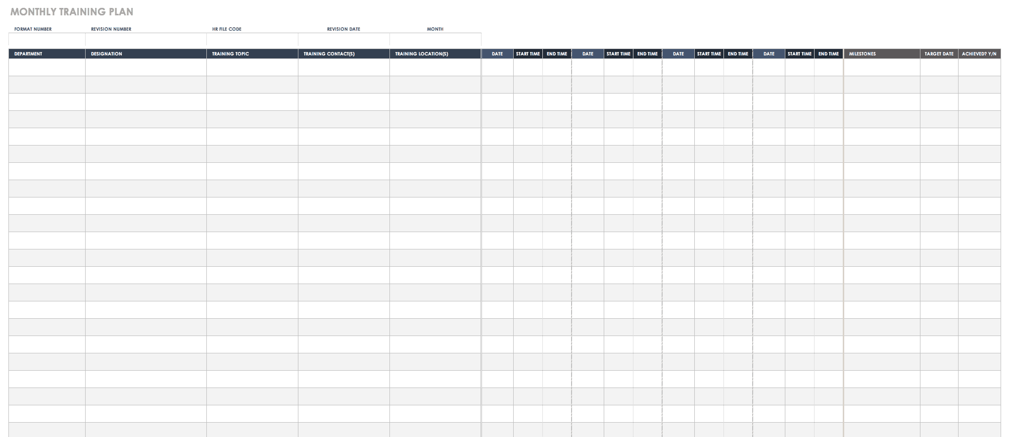 Free Training Plan Template