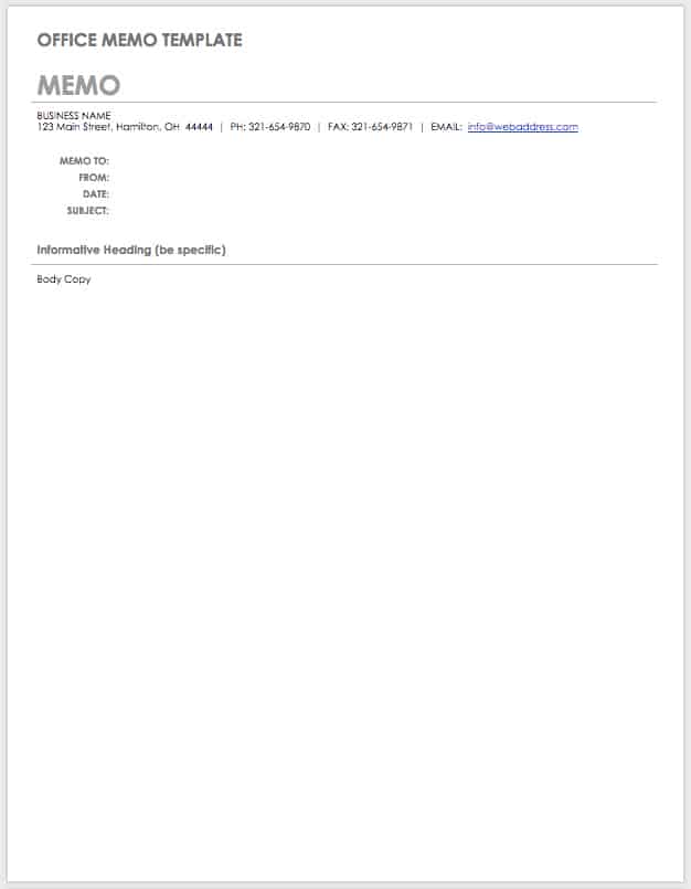 Business Memo Template Google Docs