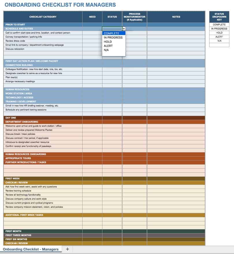 Onboarding Checklist Template Word 7310