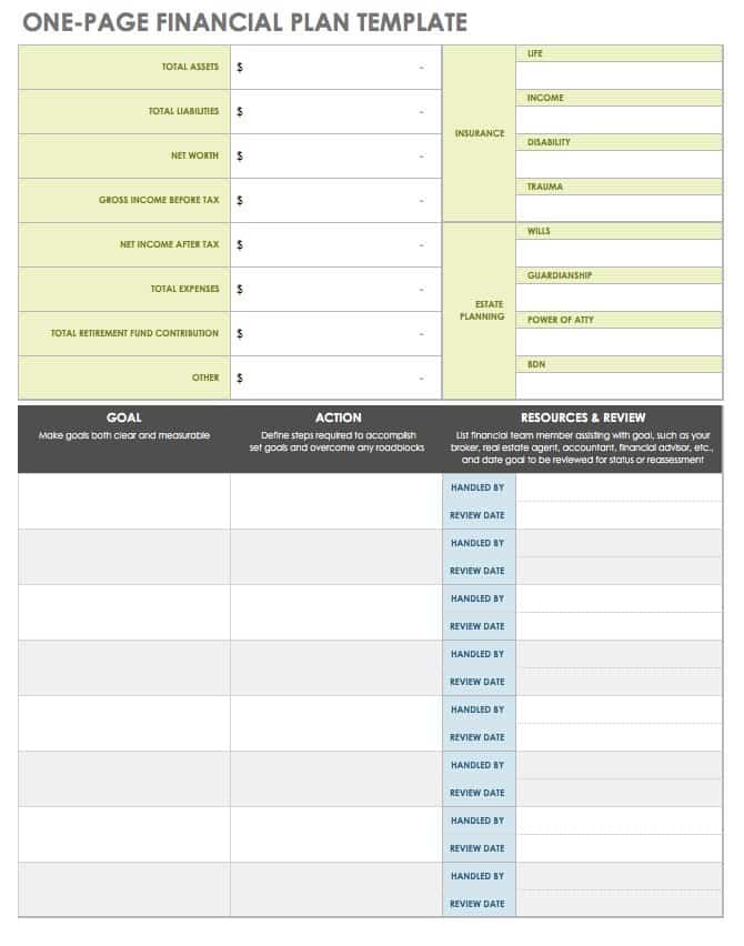 Free Financial Planning Templates Smartsheet