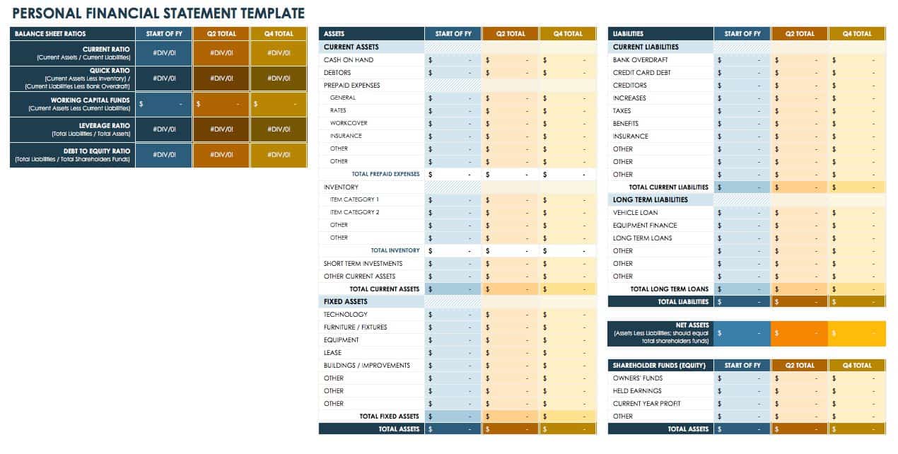 IC Personal Financial Statement Template