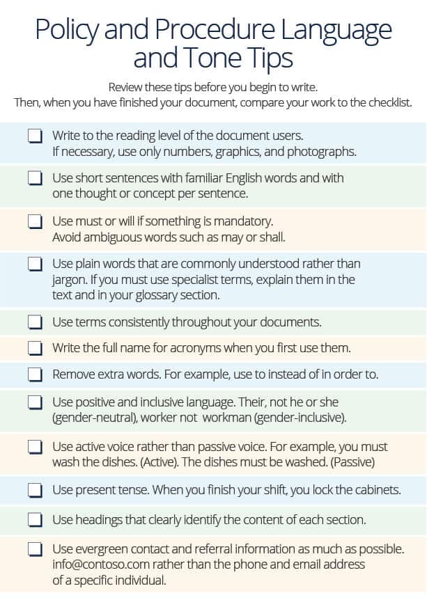 Policy Procedure Tone Tips