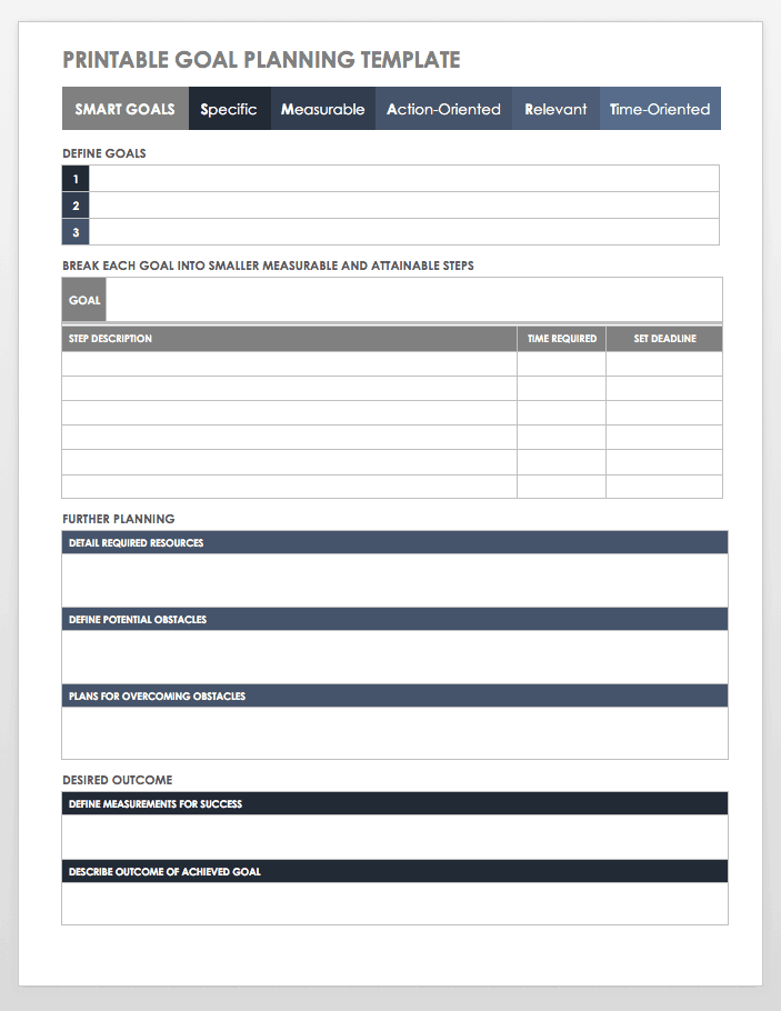 template business goals Free  Smartsheet Templates Setting and Tracking Goal