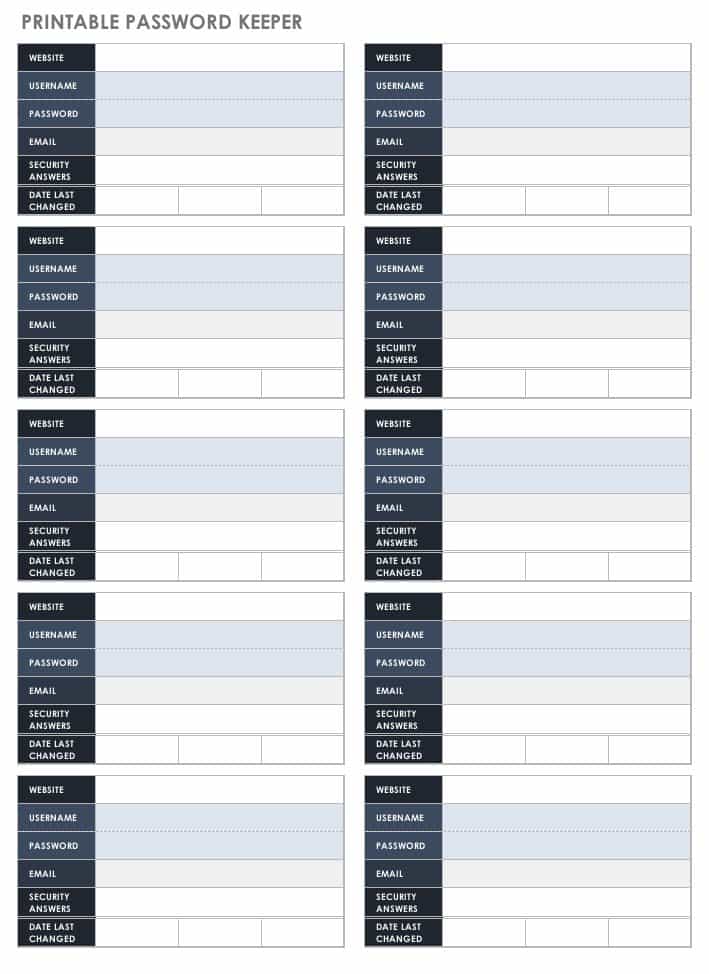 Free Password Manager Printable Template - Printable Templates Free