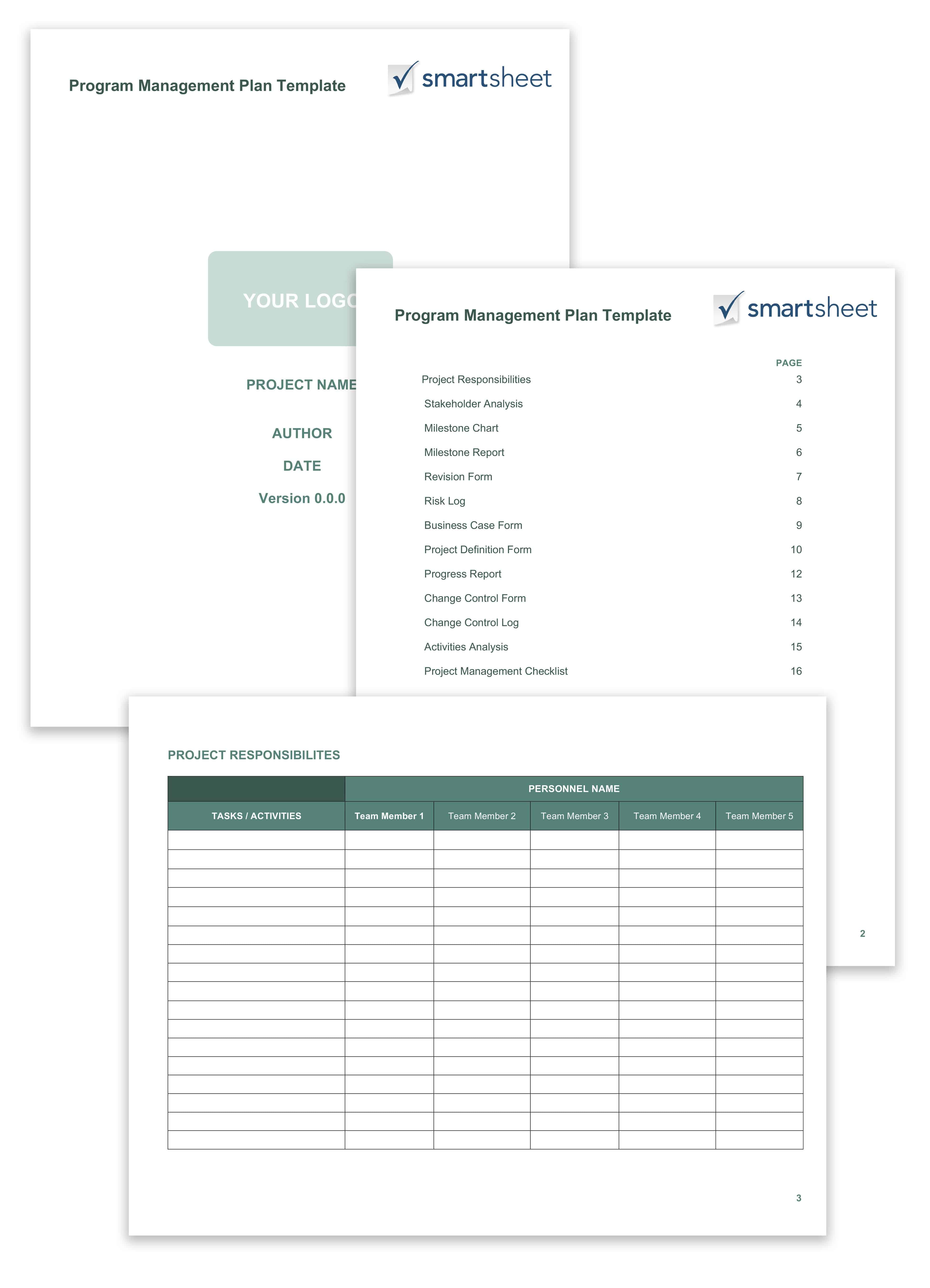 Program Management Plan Template Word