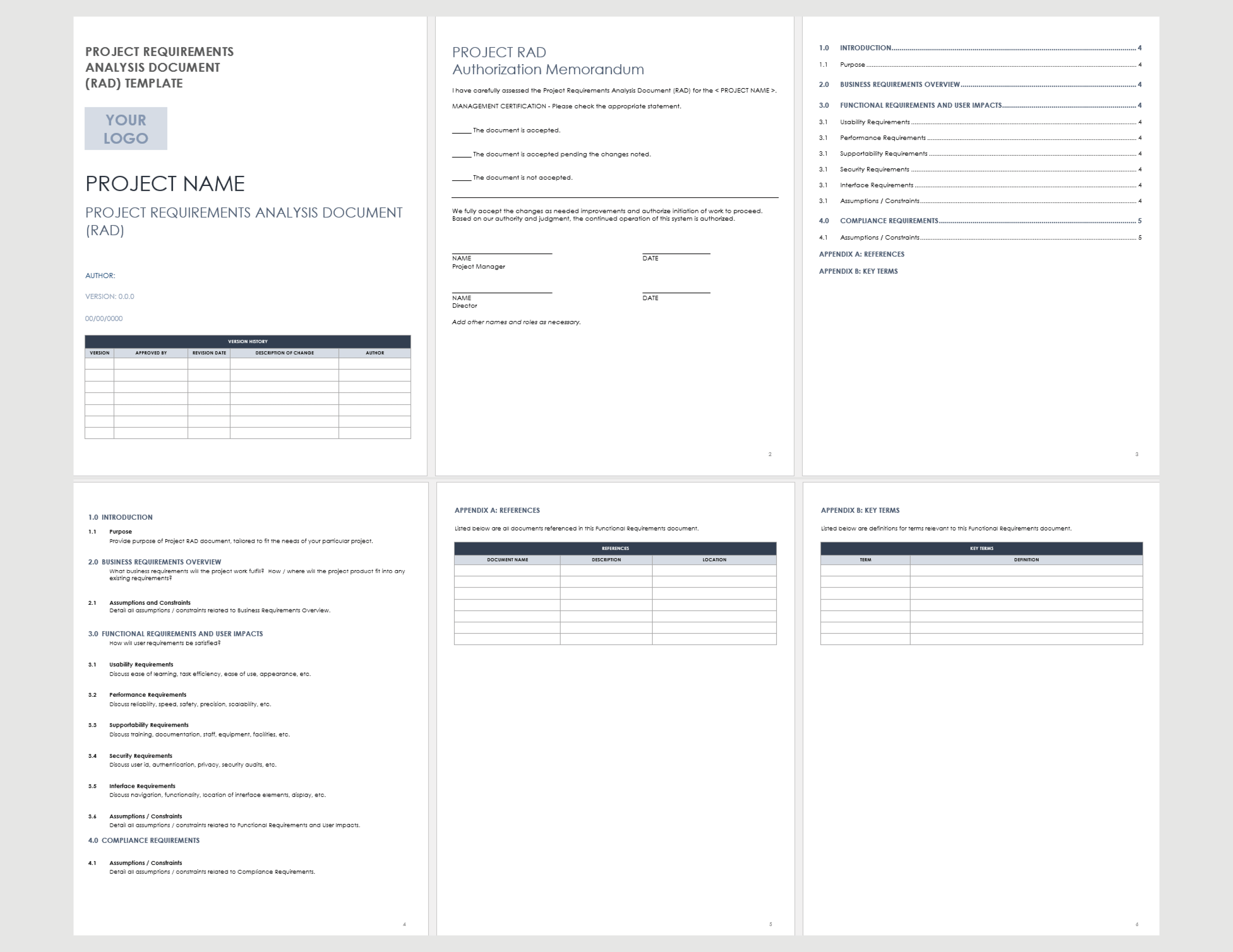 Project Requirements Analysis Document RAD Template