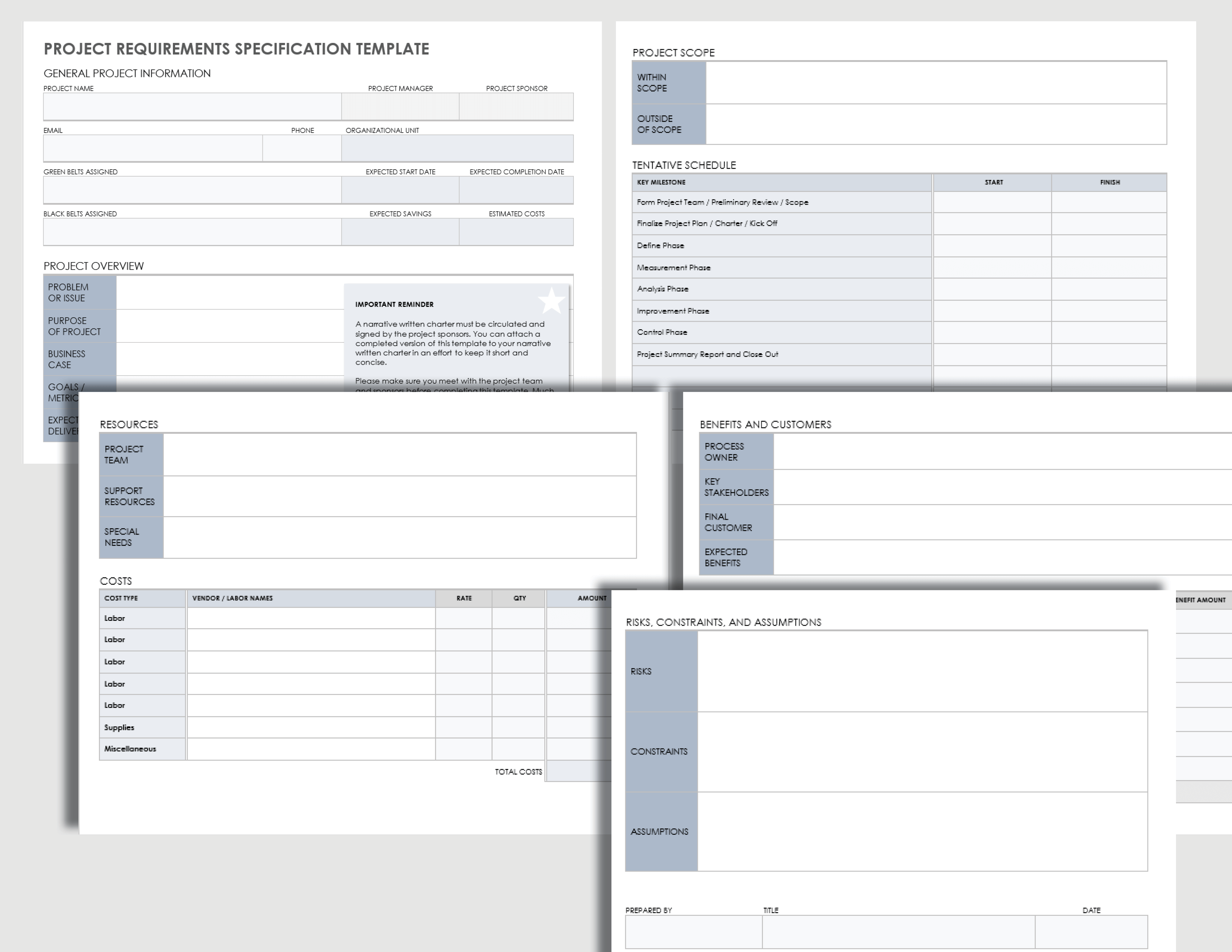 Project Requirements Specification Template