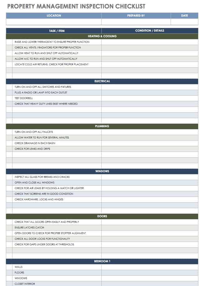 Property Management Checklist Template Word