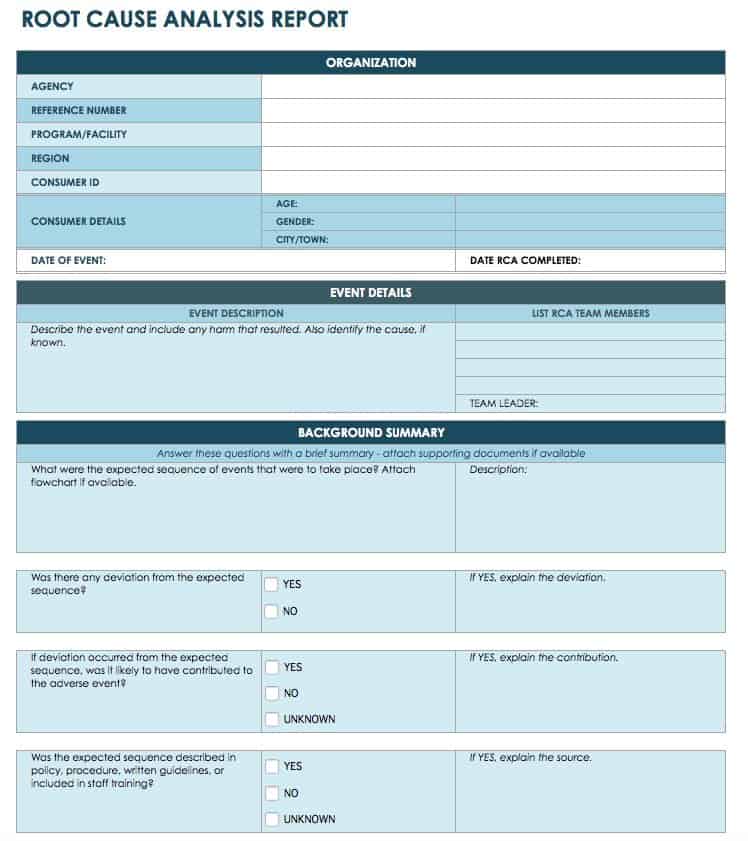 Root Cause Analysis Template Collection  Smartsheet