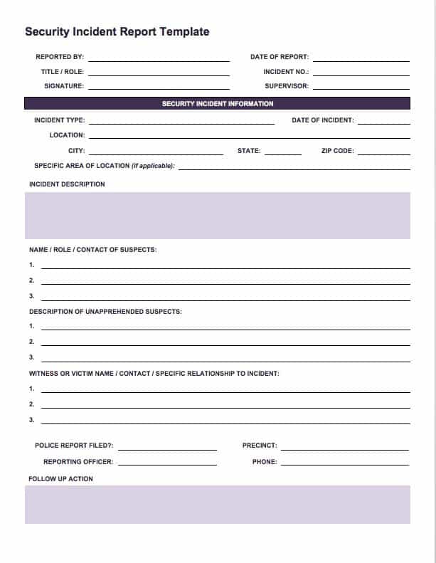 Office Incident Report Template