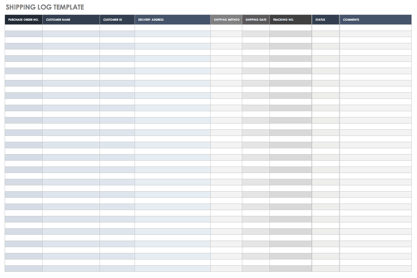 Shipment Tracking Excel Template