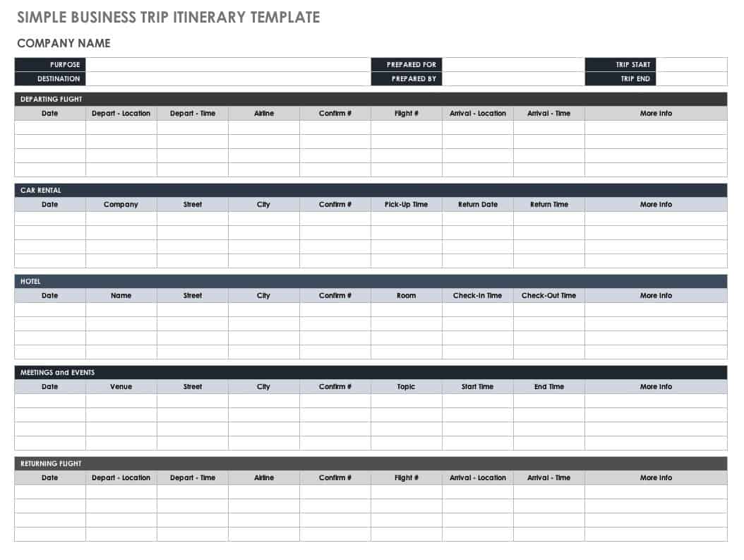 Free Itinerary Templates