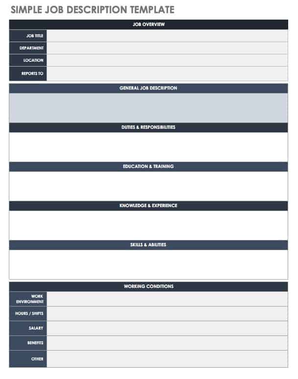 Free Job Description Templates Smartsheet