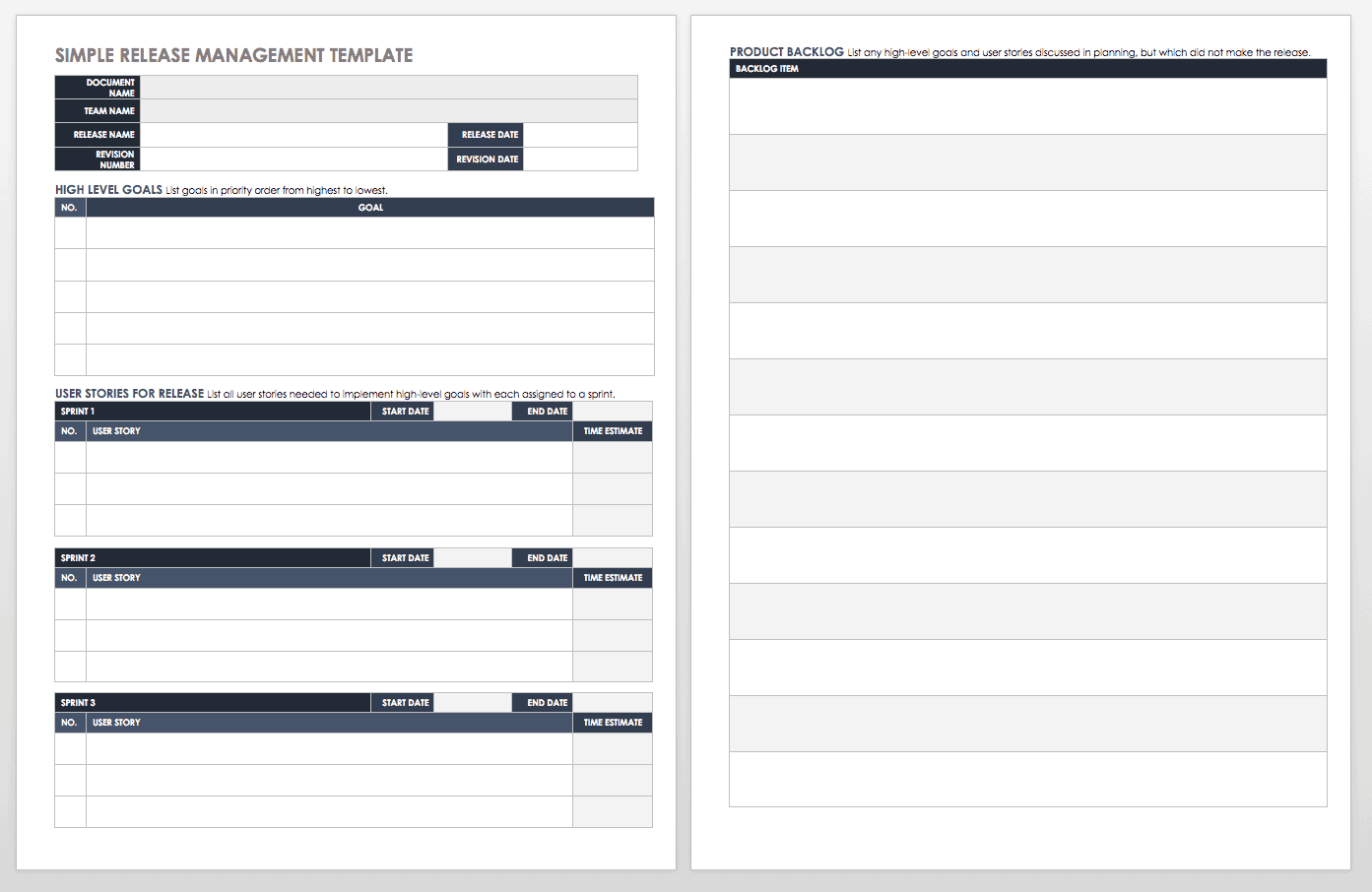Release Management Plan Template