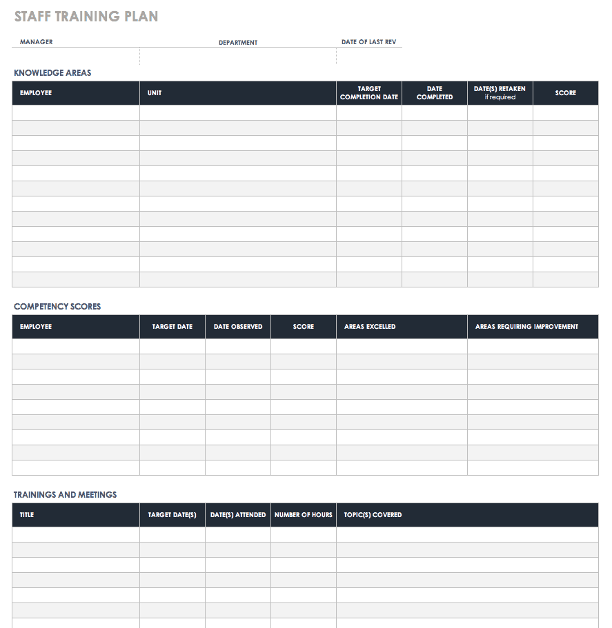 Weekly Training Plan Template