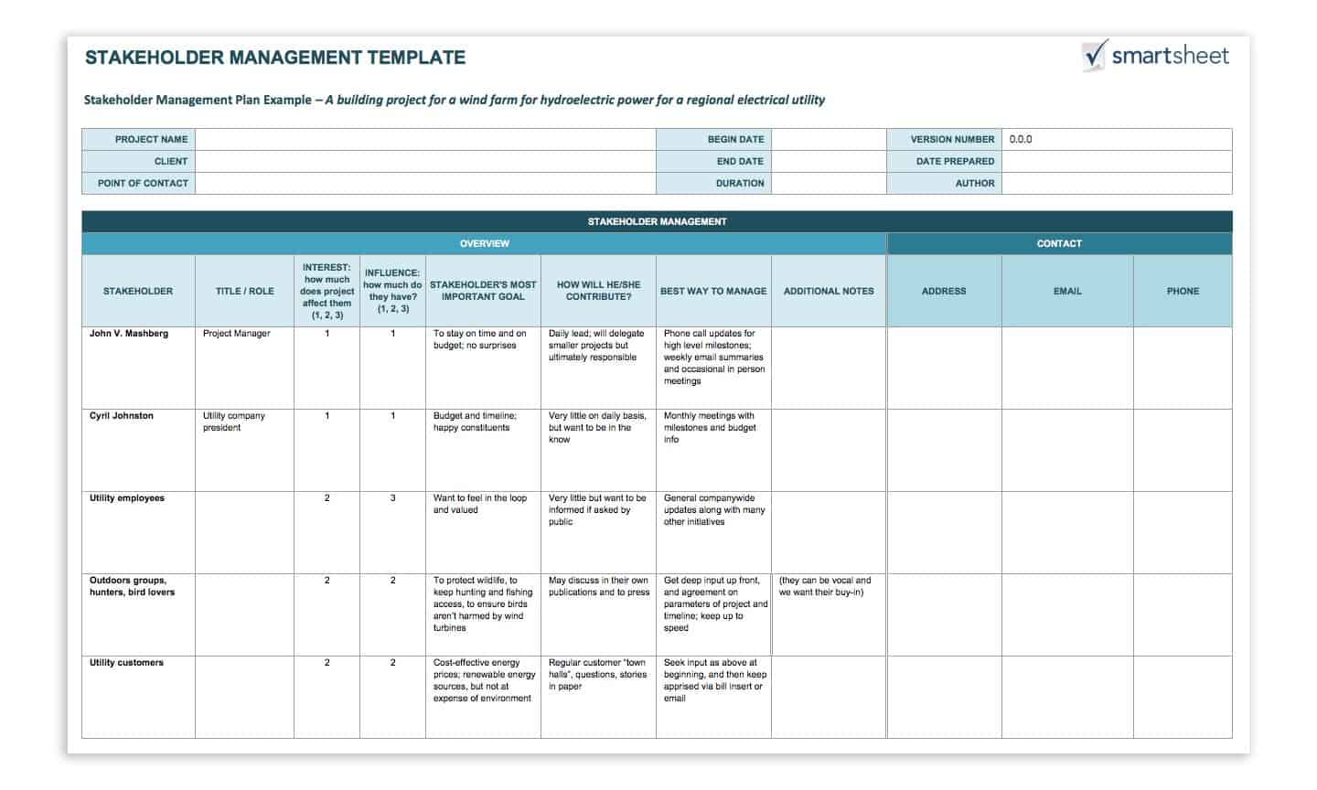 Stakeholder Management Template 