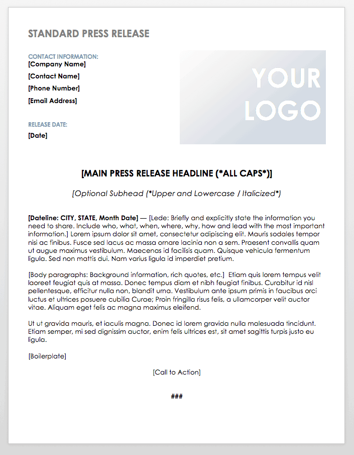 Press Release Template Ap Style