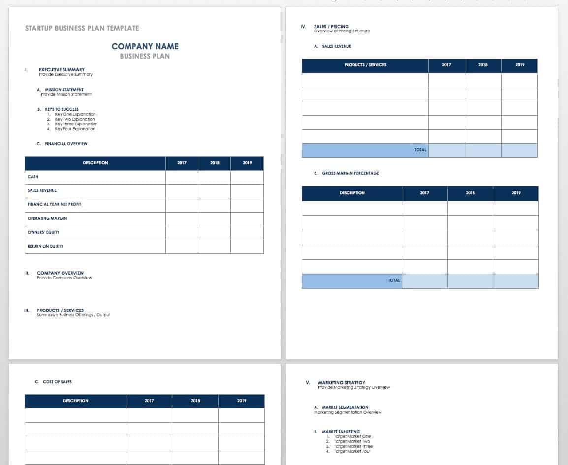 Business Plan Template Tech Startup Businesseq