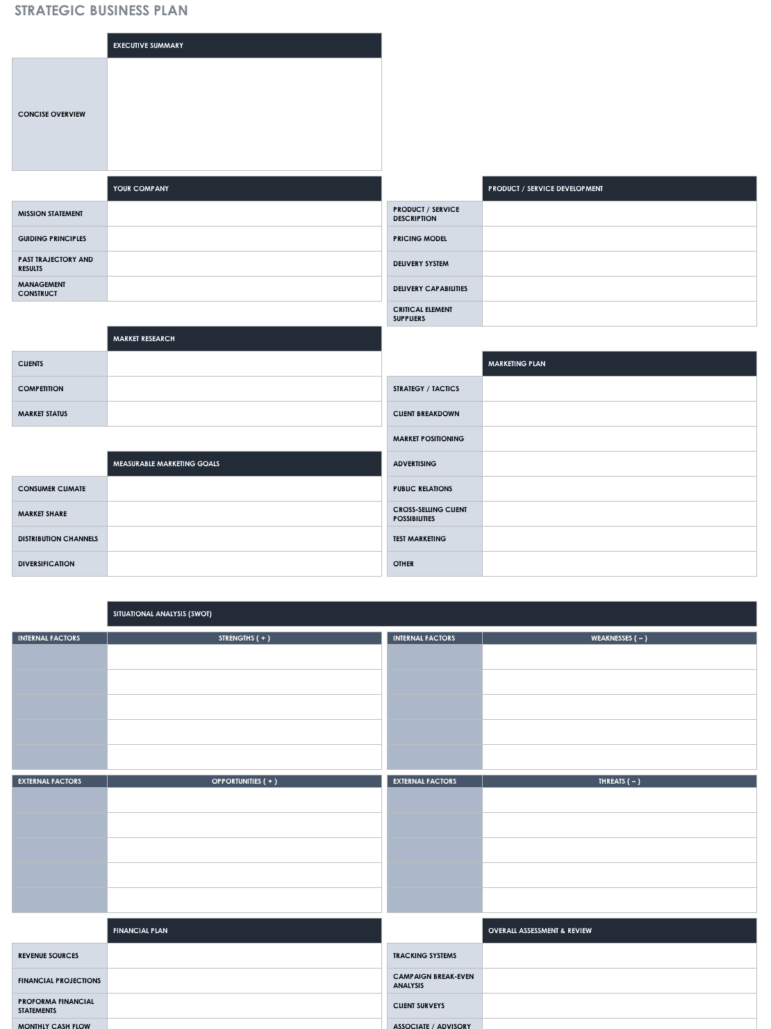 Free Strategic Planning Templates Smartsheet