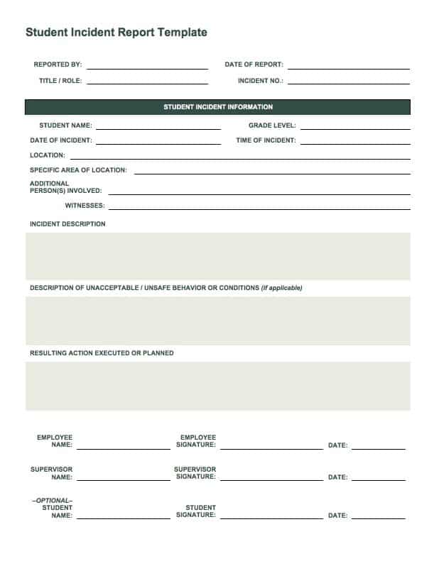 Generic Incident Report Template