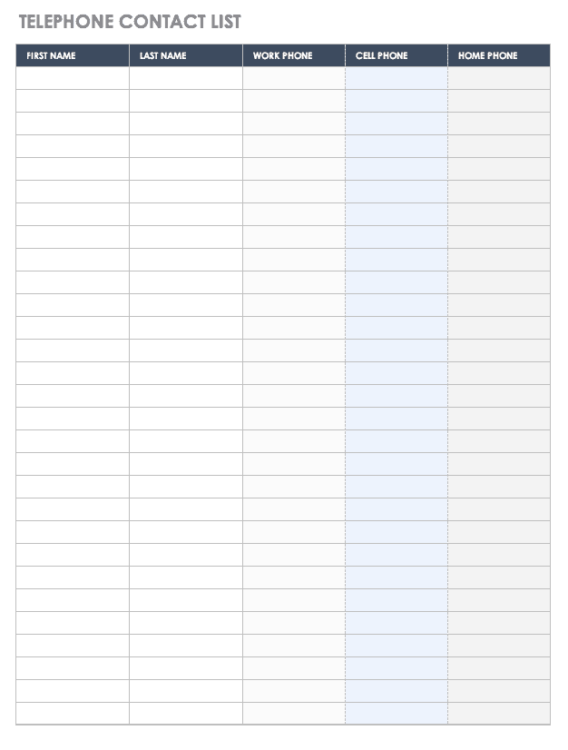 Free Contact List Templates Smartsheet