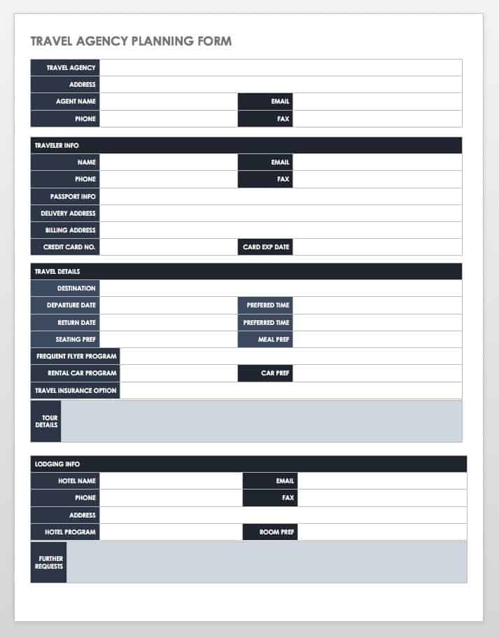 Free Itinerary Templates Smartsheet