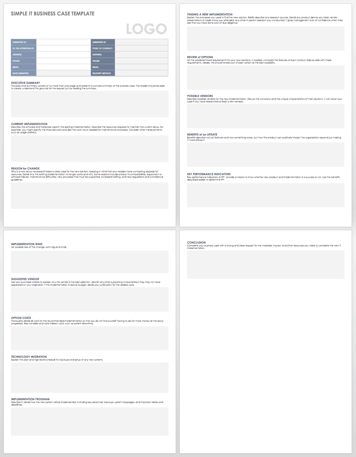 One Page Business Case Example