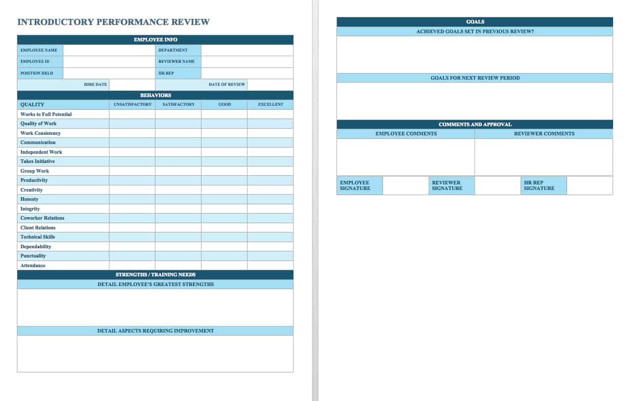 excel downloadable free employee evaluation form template word