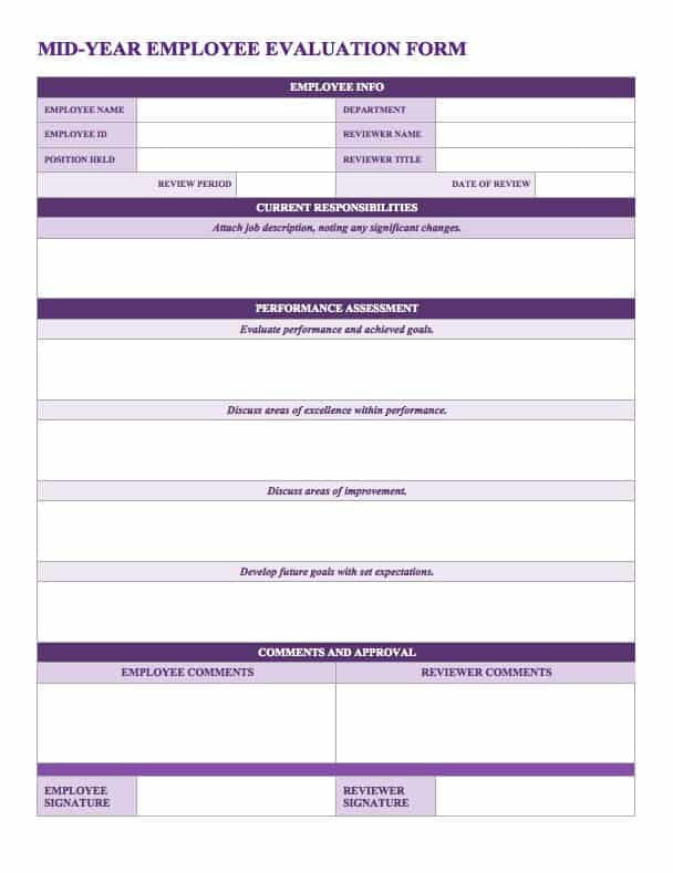 Mid Year Employee Review Template