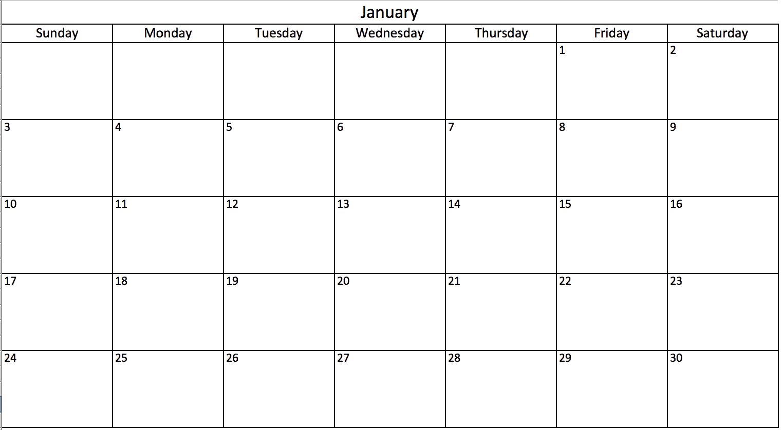 2018 monthly calendar excel