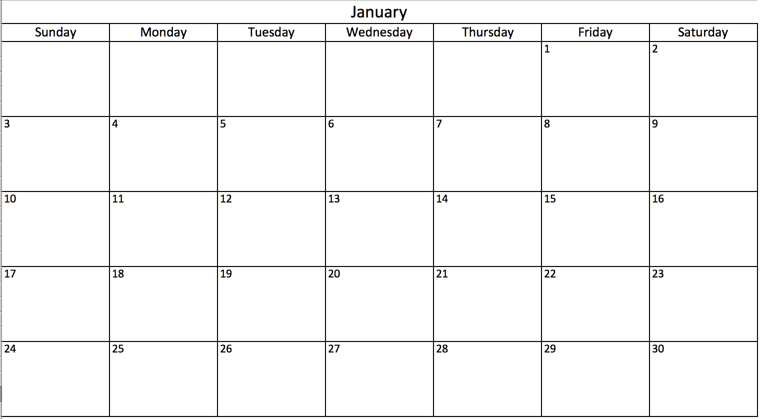 blank birthday calendar