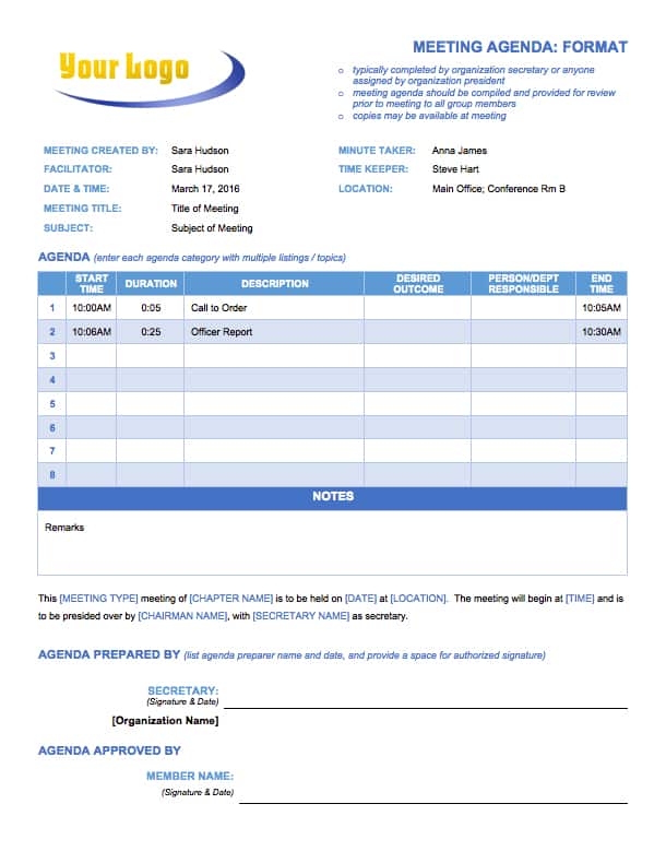 Free Meeting Agenda Templates - Smartsheet