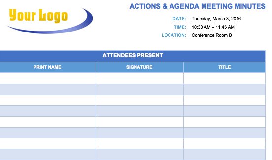 Free Meeting Minutes Template for Microsoft Word