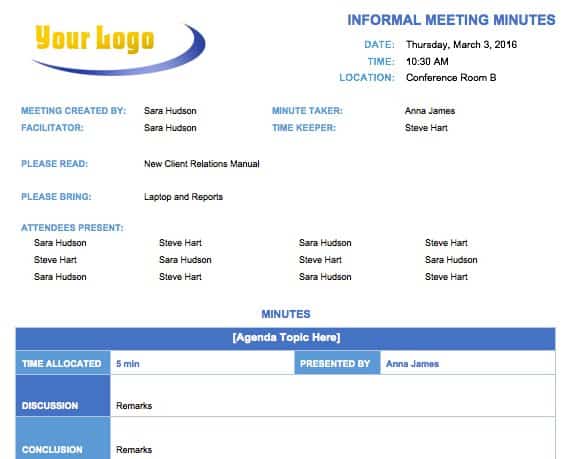 Free Meeting Minutes Template For Microsoft Word