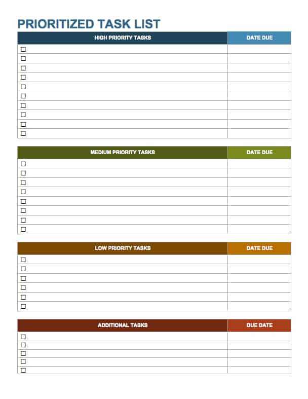 Daily Task List Template Word