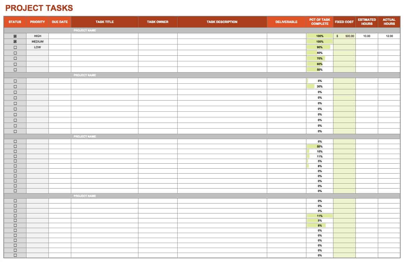 Microsoft Word Project Tracking Templates