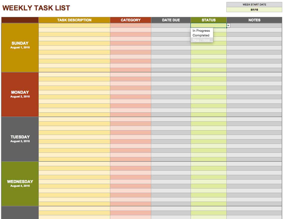 15 Free Task List Templates - Smartsheet