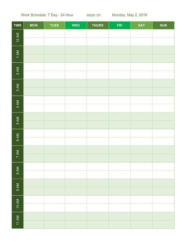 Free Work Schedule Templates for Word and Excel