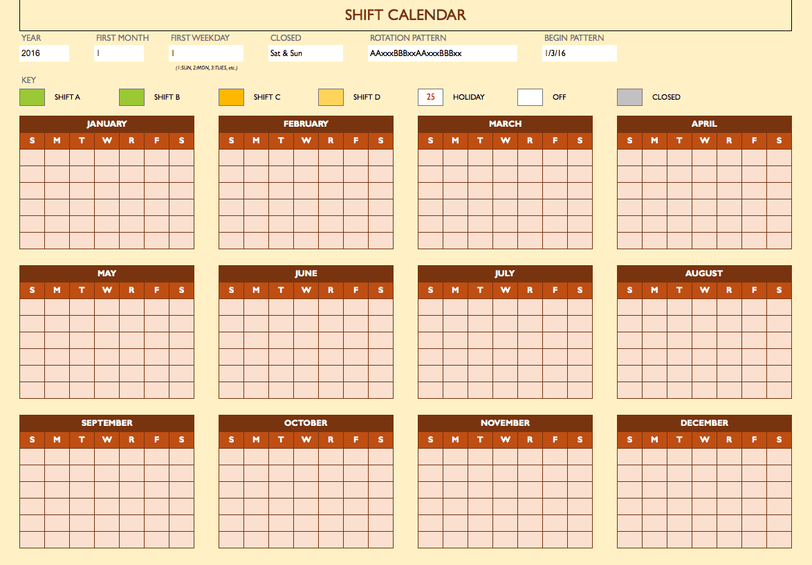 Free Work Schedule Templates for Word and Excel