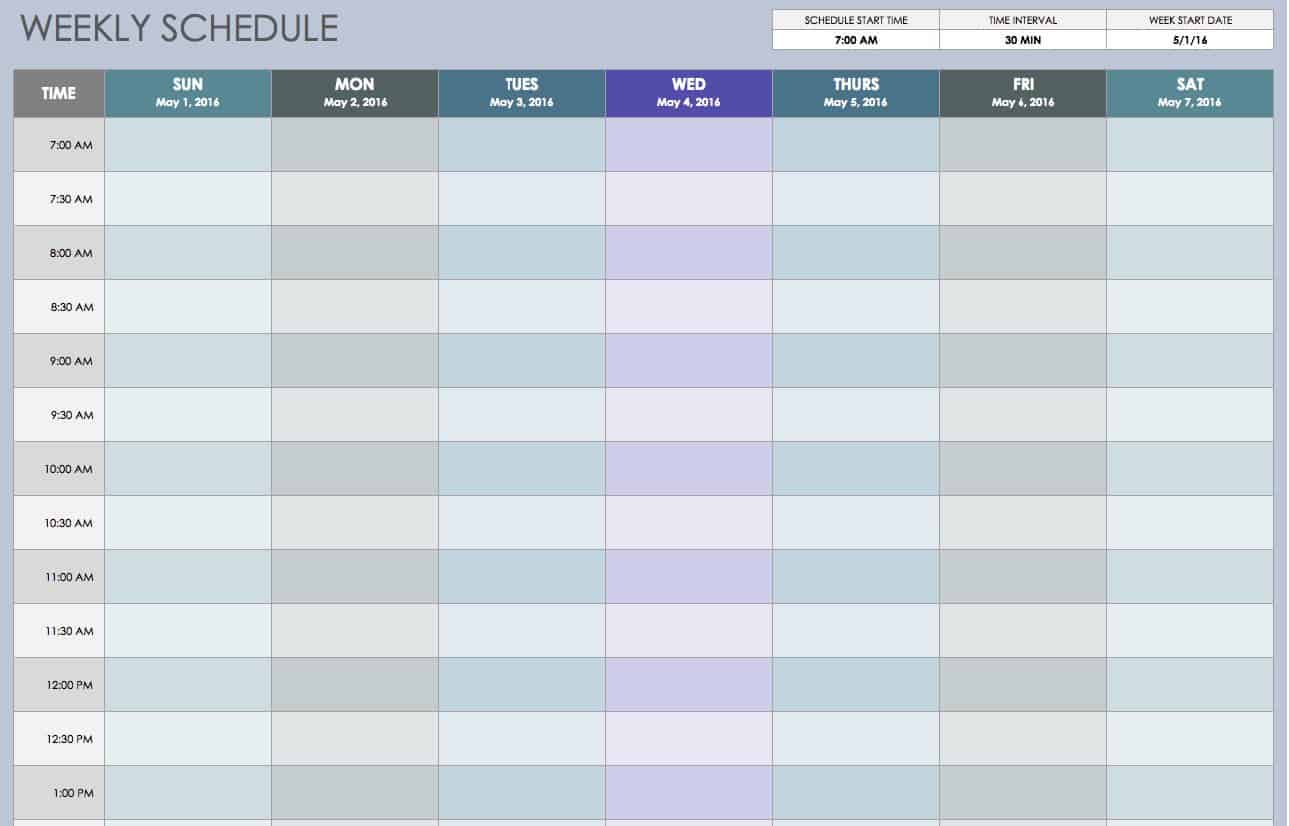 microsoft excel time schedule template