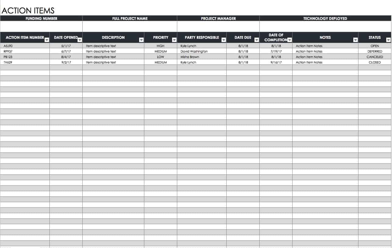 Free Action Plan Templates Smartsheet