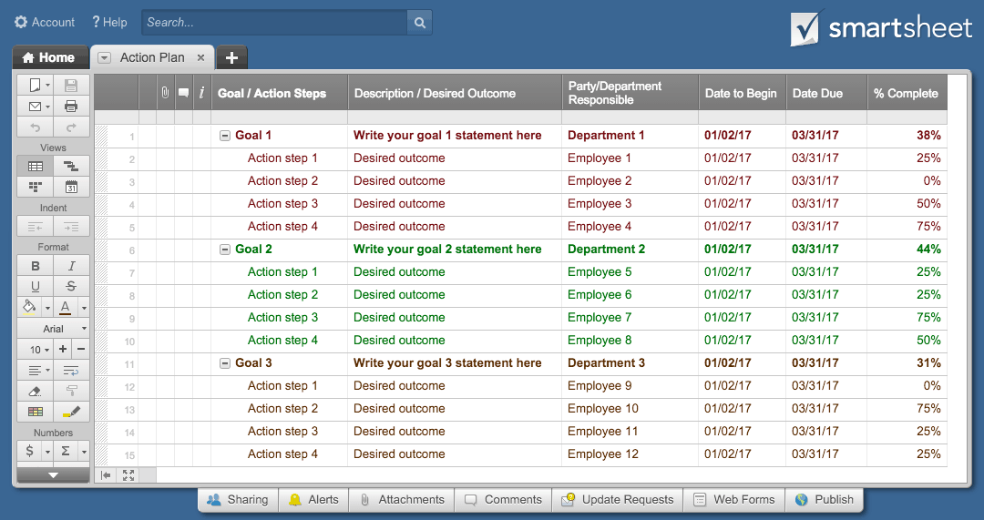 Free Action Plan Templates Smartsheet 