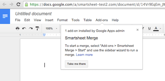 Google Doc add-on, Smartsheet Merge