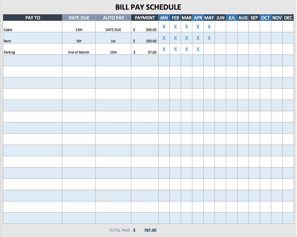 bill chart template