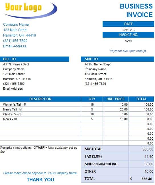 editable invoice template excel