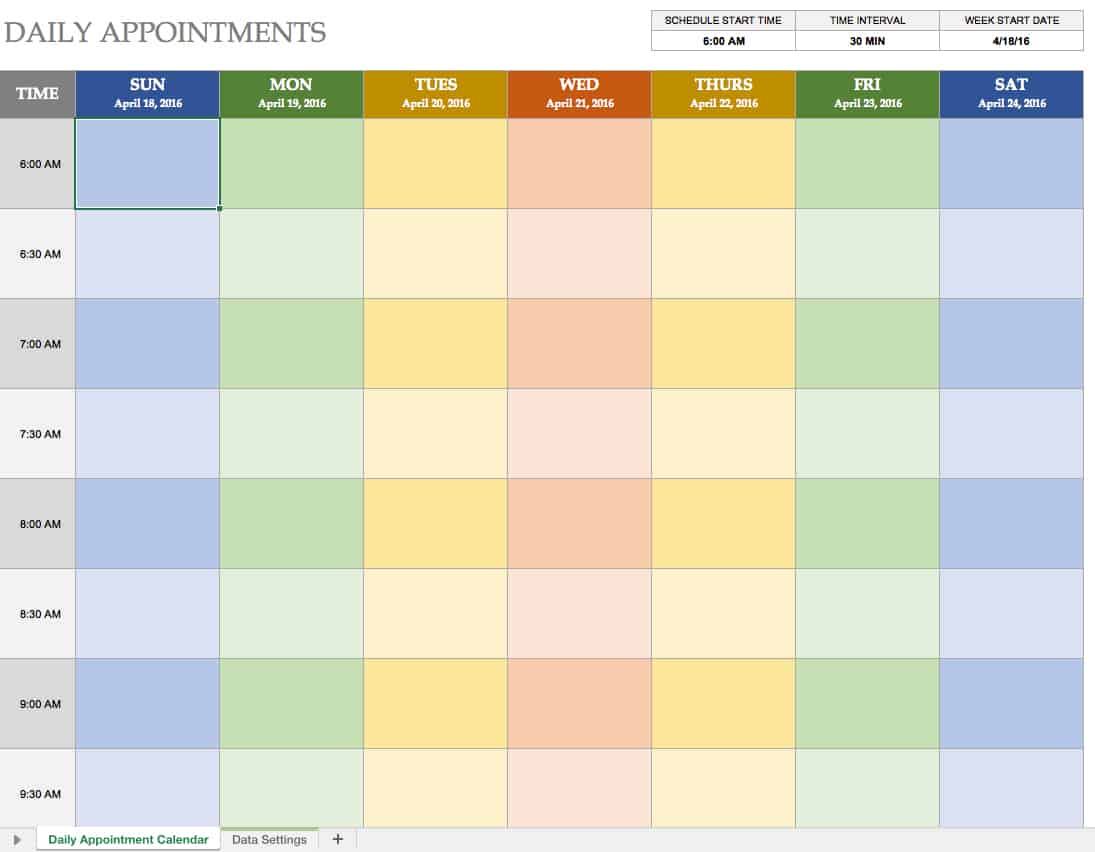 microsoft excel appointment scheduler template