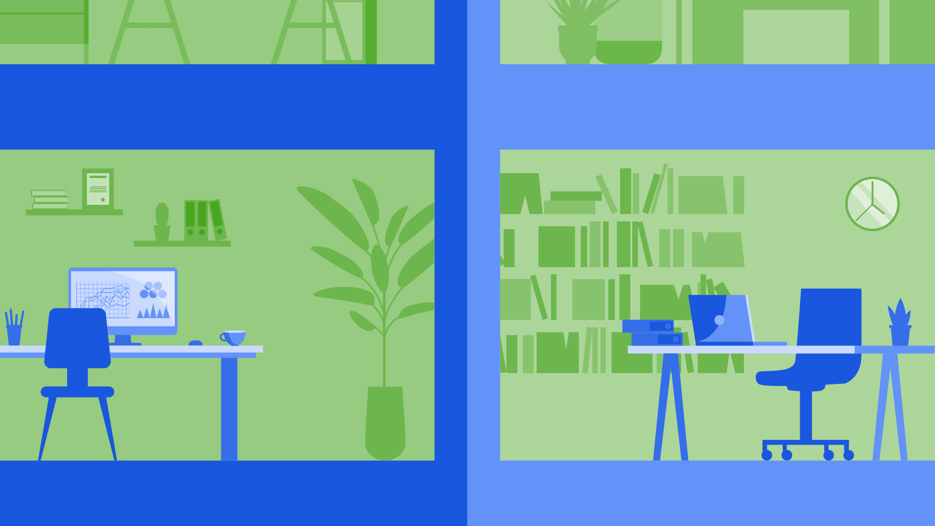 Two office spaces side by side